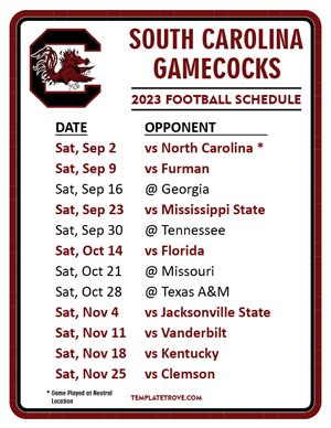 carolina gamecocks football 2023|gamecocks football schedule for 2023.